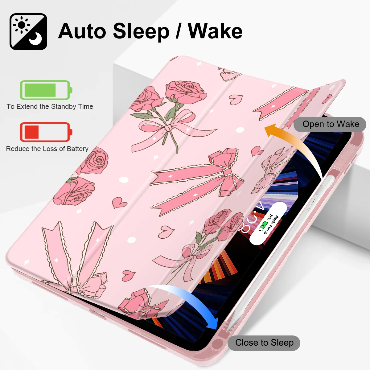 Чехол из искусственной кожи с принтом Pink Rose для iPad Air 13 11 10,9 дюймов 10 11th Pro 13 12,9 дюймов 2022 2023 2024 M4 2025 A16 10,2 дюйма