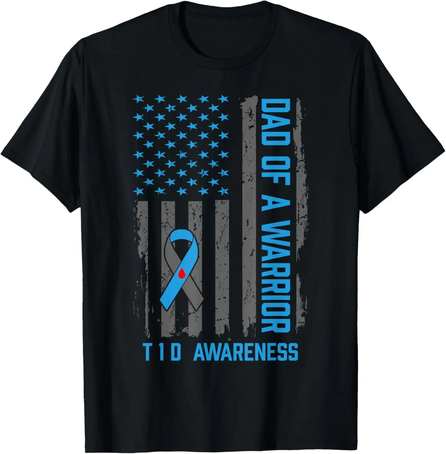 Type 1 Diabetes Awareness T1D Dad of Warrior Type 1 Diabetic T-Shirt