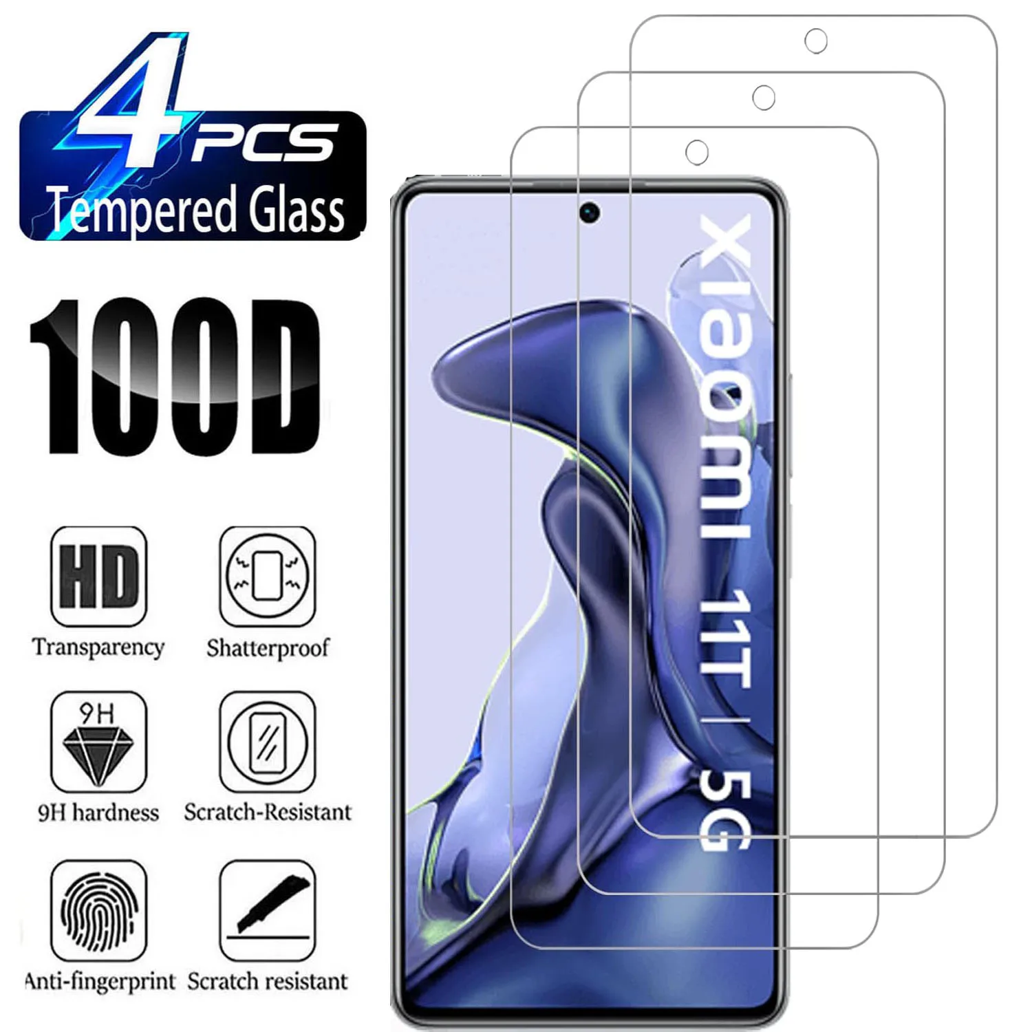 

2/4Pcs Screen Protector For Xiaomi 11T /11T Pro 9H Tempered Glass Film
