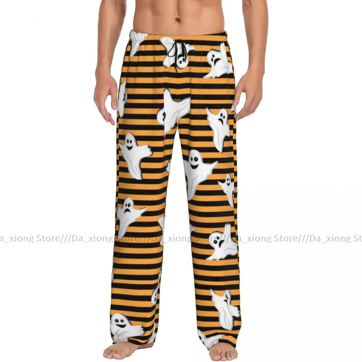 Men's Sleepwear Loose Sleep Pants Pajamas Ghost Pattern Long Lounge Bottoms Casual Homewear