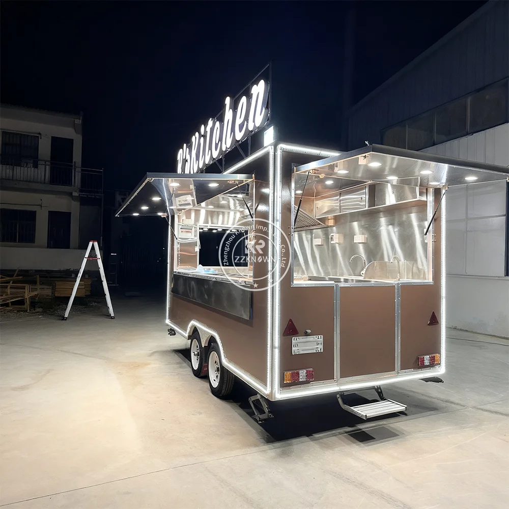 Wholesale Customized White Food Cart Kiosk Mobile Deep Fryer Full Kitchen Food Trailer Food Truck CE Certification