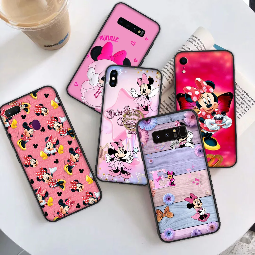 Black Case for Xiaomi POCO C3 C40 Redmi 10C 10A Note Mi 10 10t 10S Pro 5g Cover Z-34 Minnie Mouse