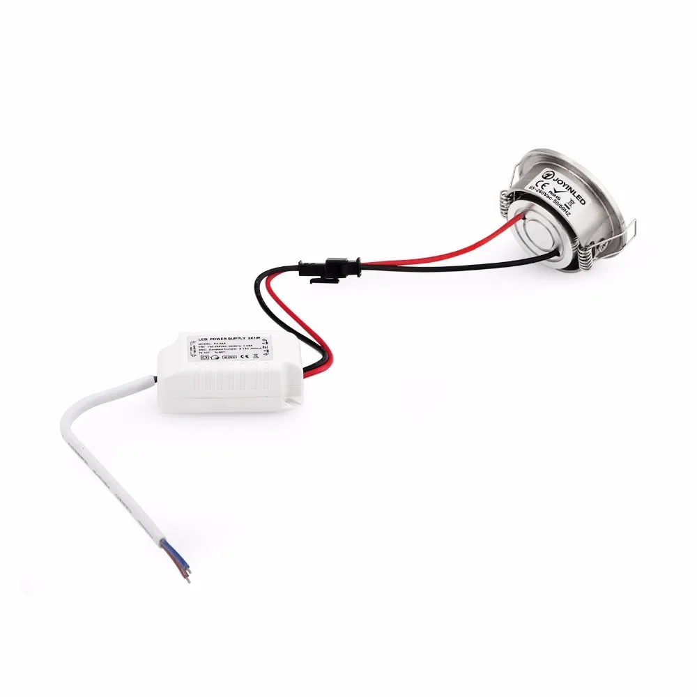 JOYINLED 10 Uds 3W COB LED Downlight, DC12V 44mm recortado Mini foco de aluminio, plata/negro/blanco/madera/cromo/níquel satinado