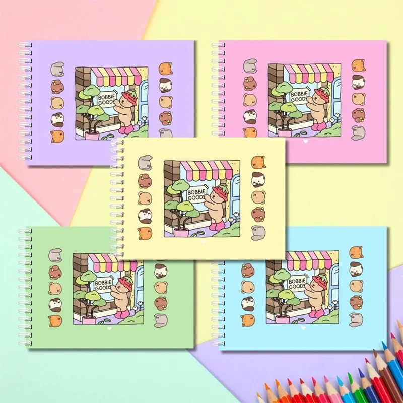 Bobbie Goods A5 Libro para colorear Actividad de dibujo creativa con encuadernación en espiral trasera dura Diversión para niños Adolescentes Adultos