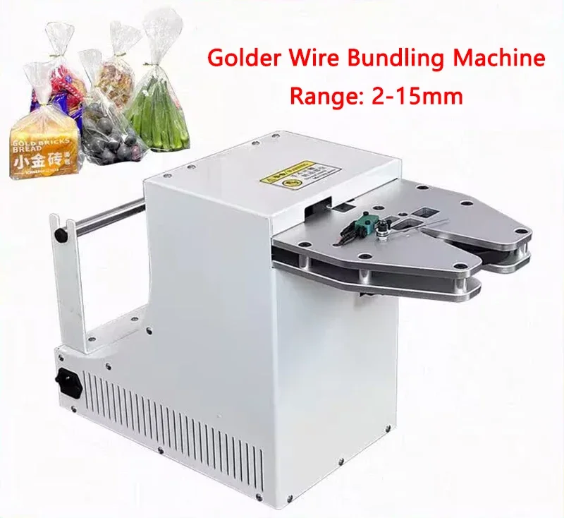 Vertical Automatic Gold Wire Tying Machine Bread Bag Bundling And Packaging Machine Fruit Food Strapping Sealing Machine 2-15mm