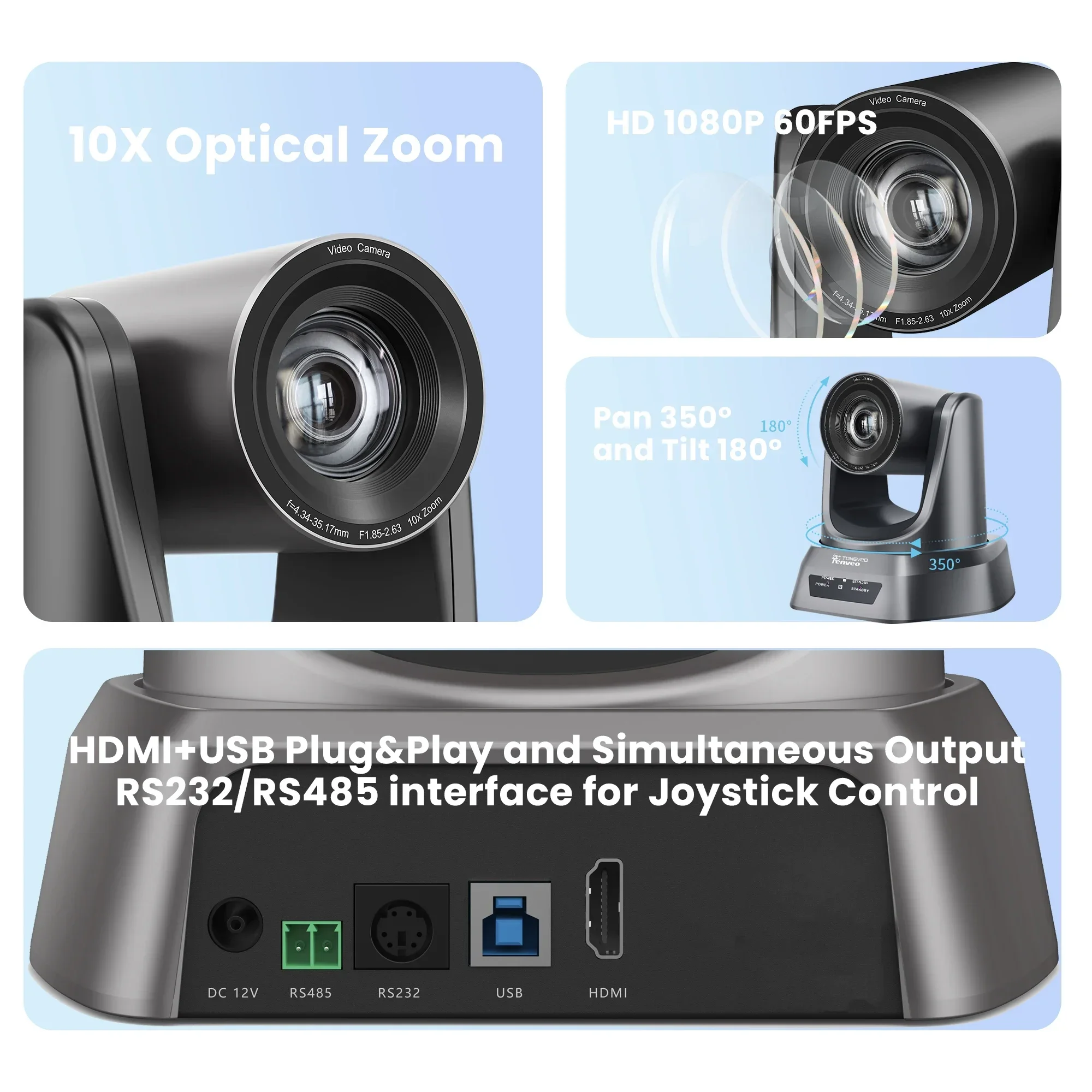 Hot Sale Tenveo PTZ Camera 10x Zoom 1080p/720p HDMI /USB3.0 Conference Ptz Camera For Education/wedding/online Meeting