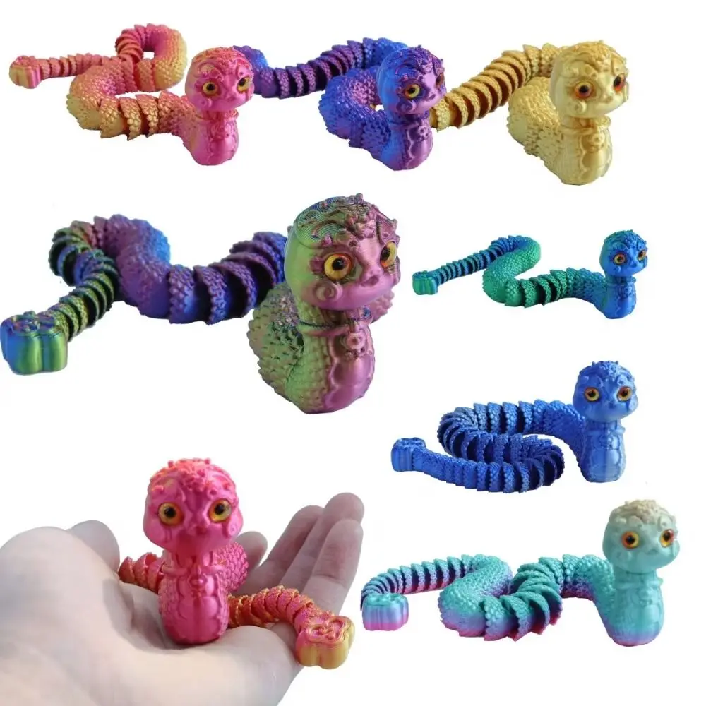 

Simulated Eye 3D Printed Snake Sparkling Snake Baby 3D Printed Diceratops Snake Flexible Poseable Joints