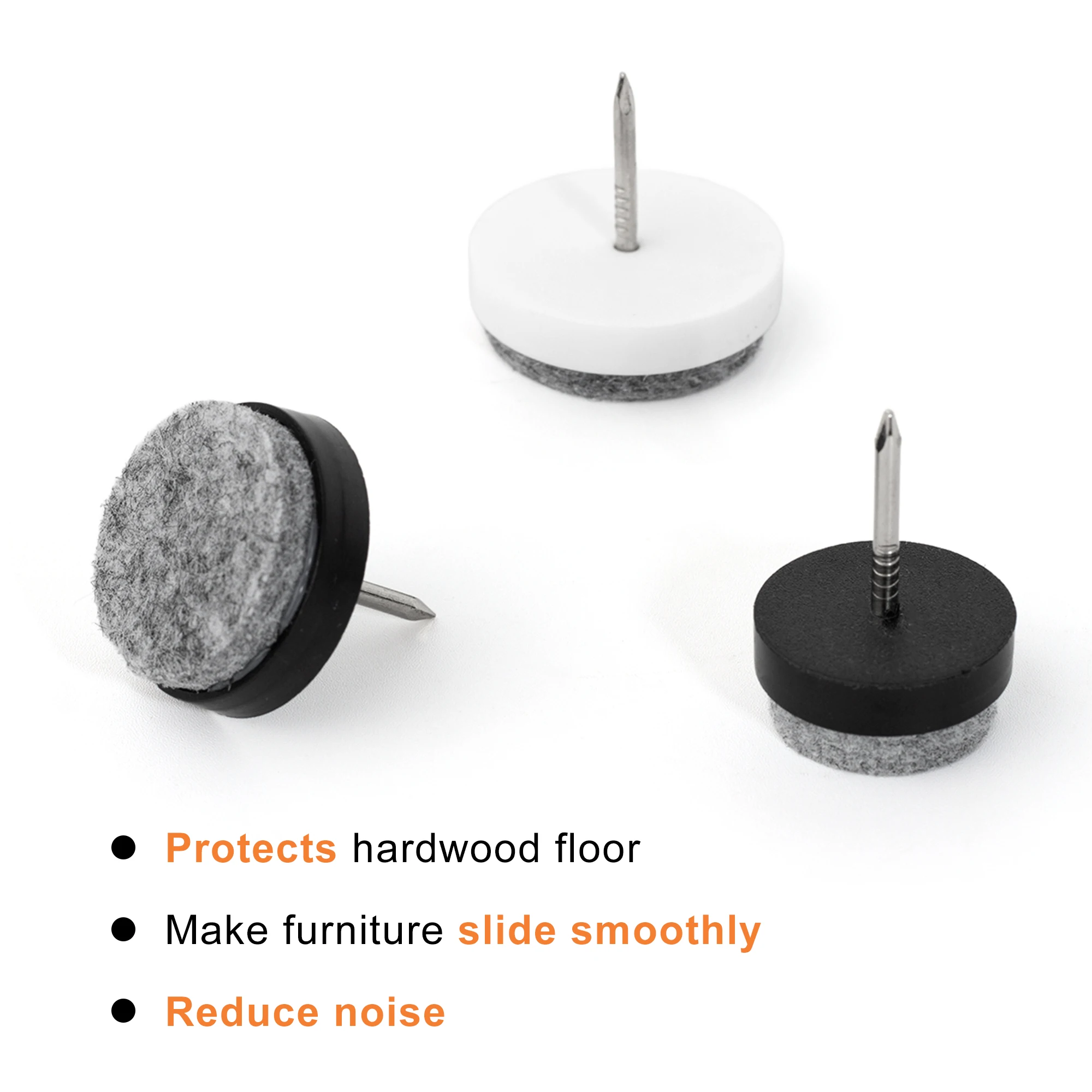 20PCS Furniture Feet Felt Pads Nail-On Reduce Noise Glide Pad Anti-Slip Tile Floor Protector for Chair Table Sofa Cabinets Legs