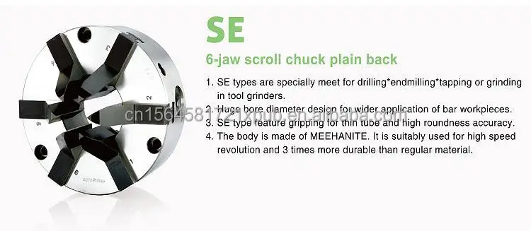 Taiwan China OriginalAUTOStrong 6-jaw Scroll Chuck Plain Back Manual Chuck Four Jaw Manual ChuckAE-4 AE-6 AE-7