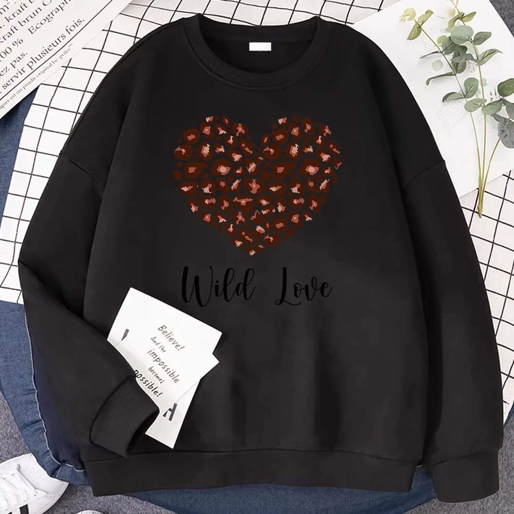 

Уличные женские толстовки Kawaii Look This Is Called Wild Love с принтом, свободные пуловеры с круглым вырезом, теплая флисовая одежда