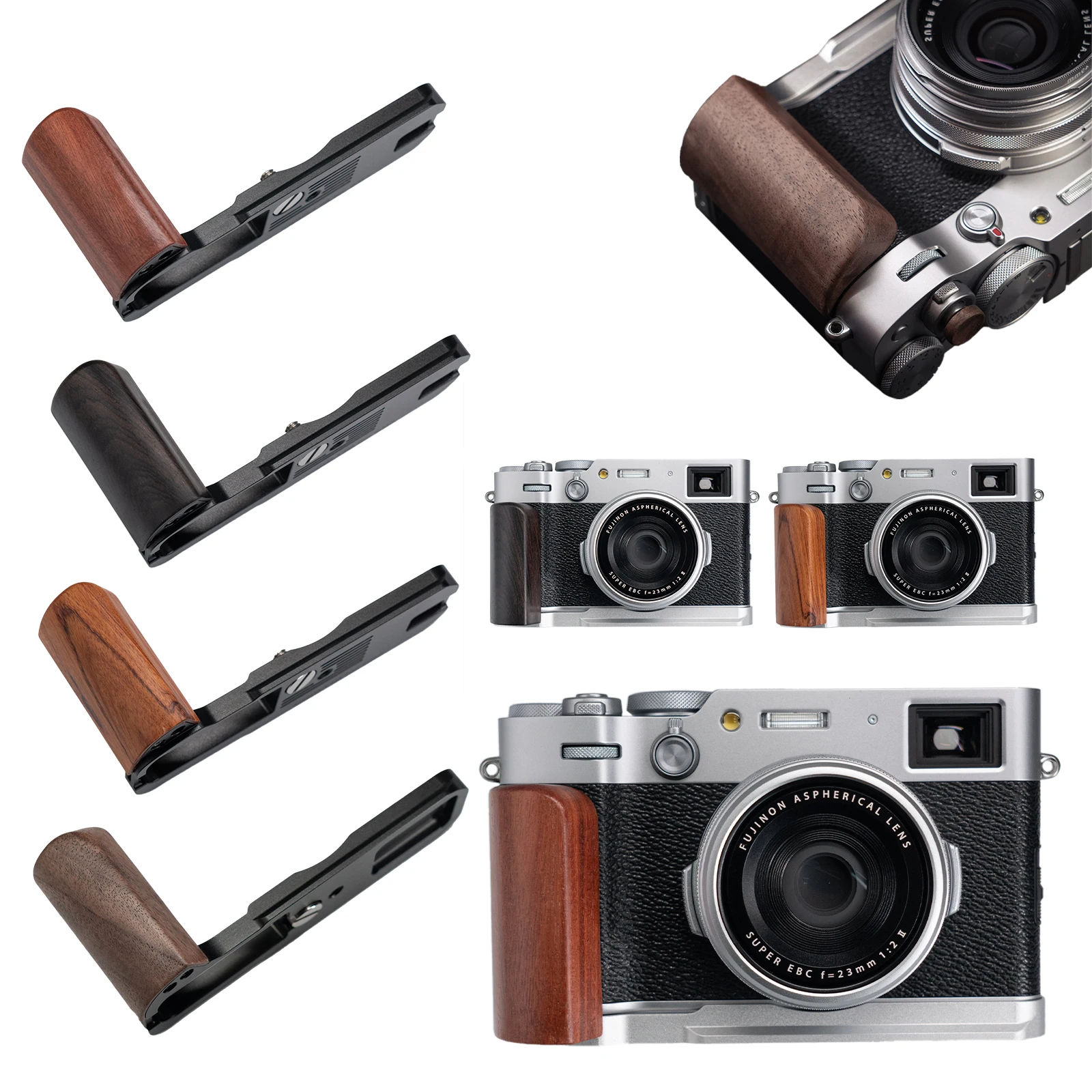 Wood Hand Grip L Holder For Fuji Fujifilm X100vi X100 6 Camera Alloy Base Plate Camera Accessories