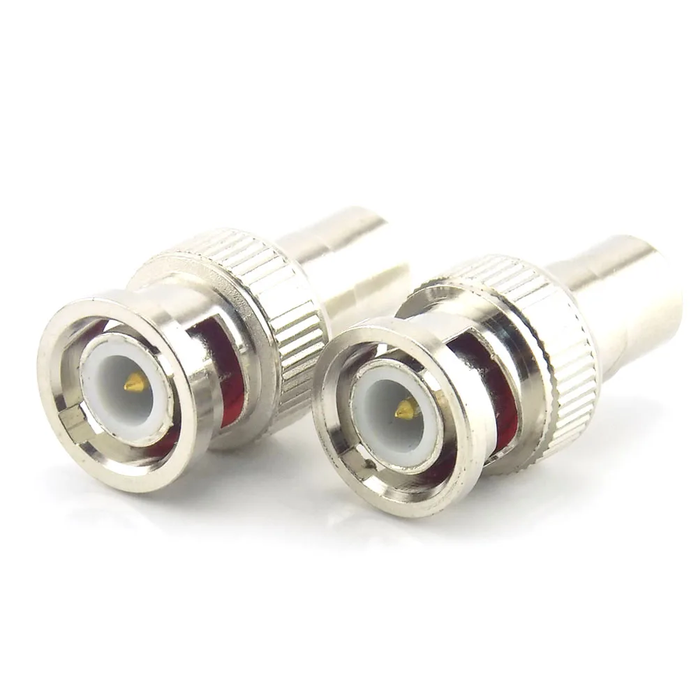 2pcs BNC Male End To RCA Female Plug COAX Adapter Connector Adapter F/M Couple For Security System Video CCTV Camera