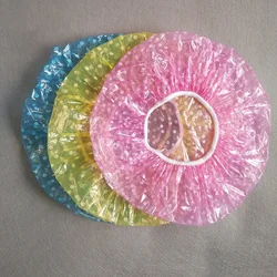 High Quality 6PCS Disposable Shower Cap Plastic Waterproof Hair Dye Shower Cap Transparent Plastic Beauty Salon Cap Mixed Color