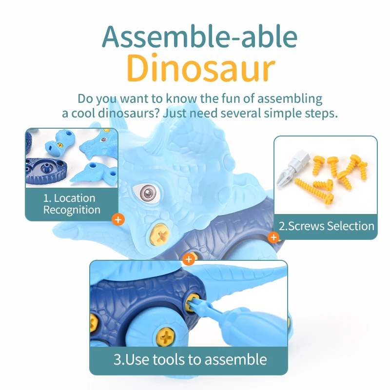 Dinosaur Assembly Toy for Kids - Screwdriver Based T-Rex Building Set, Develops Fine Motor Skills and Problem Solving, Ideal for