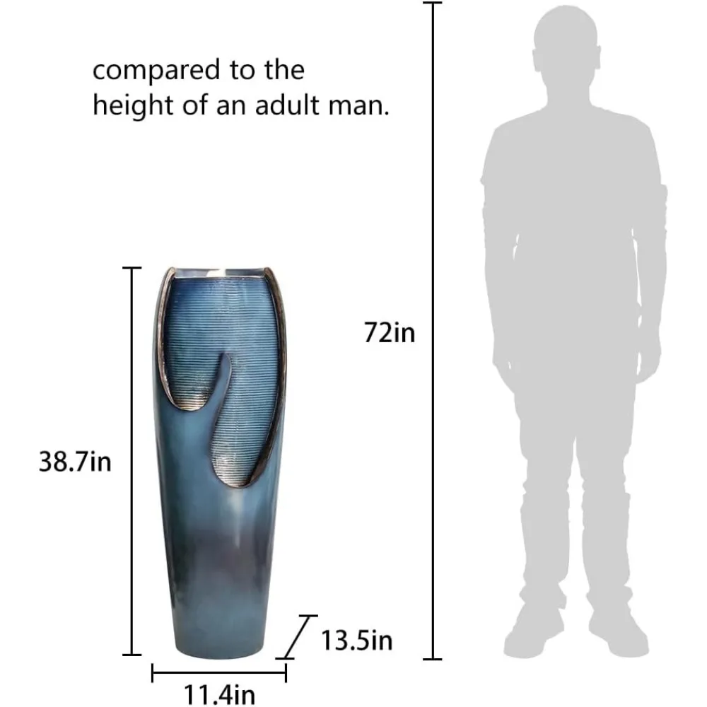 Fontanas y cascadas de agua para exteriores de 38,7 pulgadas de alto, fuente de urna de agua para interiores, fuentes de agua modernas de pie con