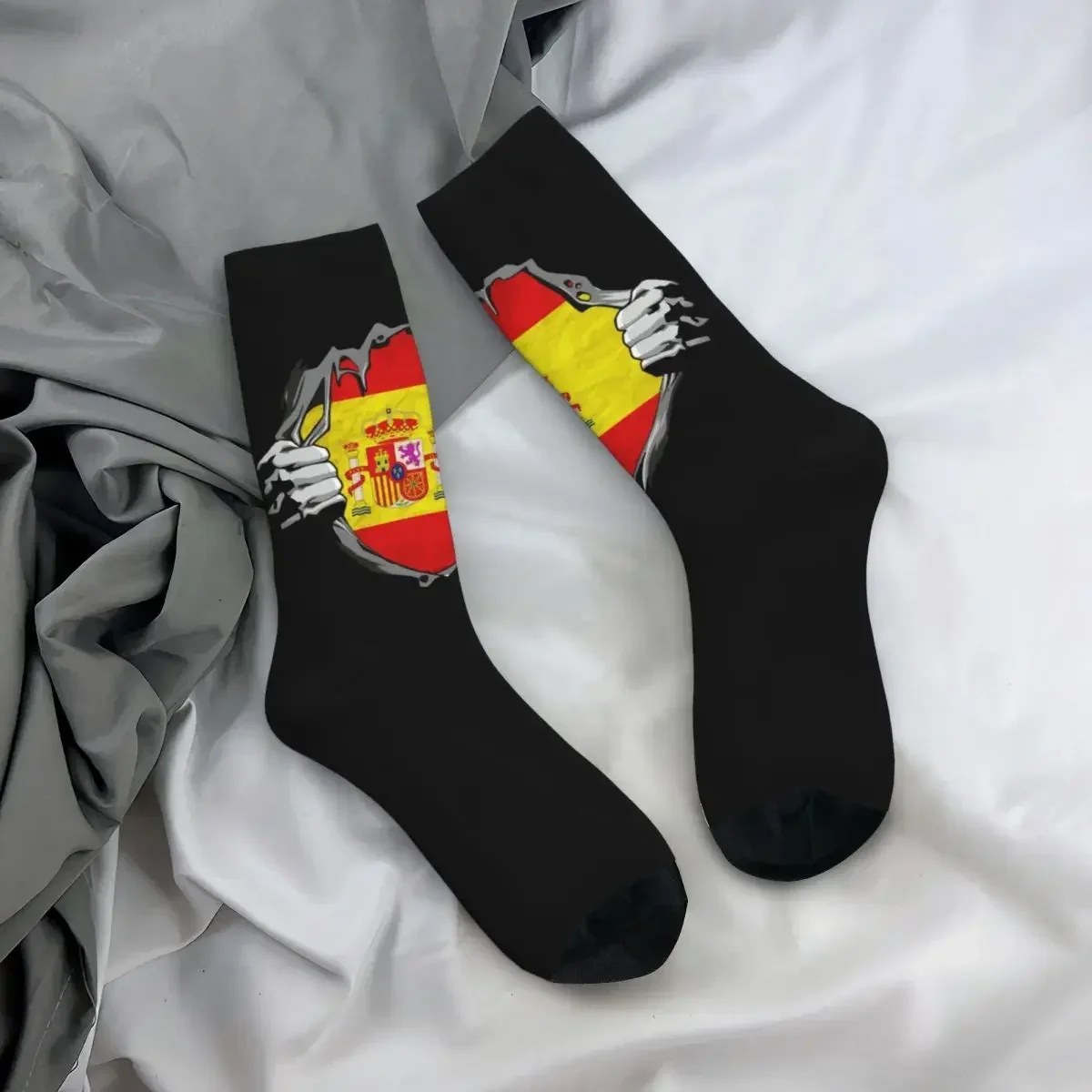 National Flag. Spain. Socks Harajuku Sweat Absorbing Stockings All Season Long Socks Accessories for Man Woman Birthday Present