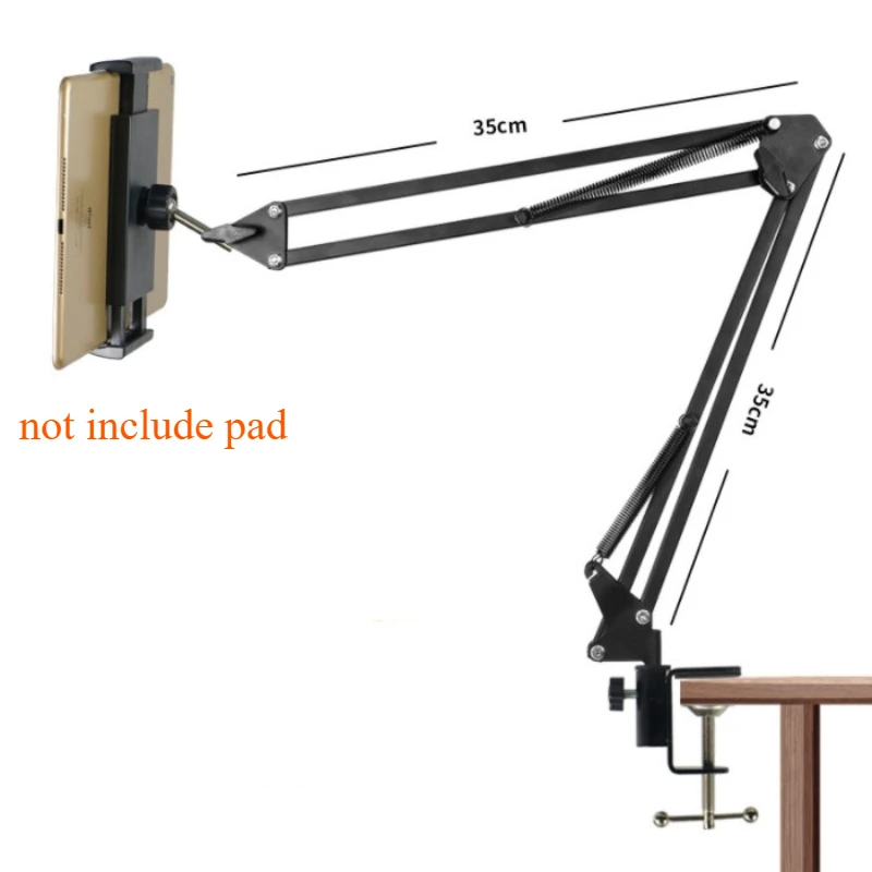 Long Arm Desk Table Foldable Adjustable Tablet Stand Holder clip Arm stand for pad 360 degree Rotating Bed Tablet Mount Stand