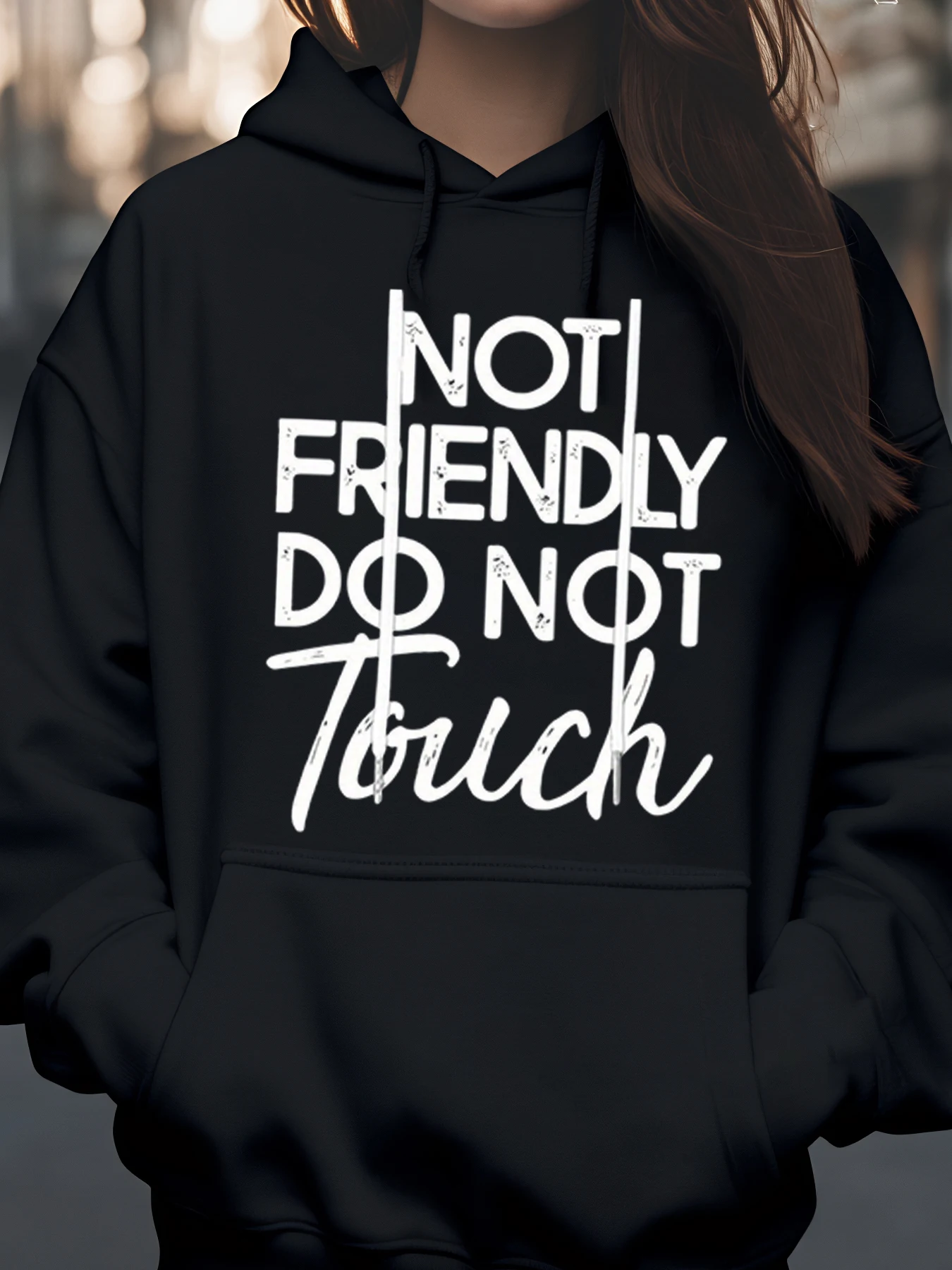 سترة بغطاء للرأس مطبوعة غير صديقة للارتداء غير الرسمي على طراز ملابس الشارع النسائية