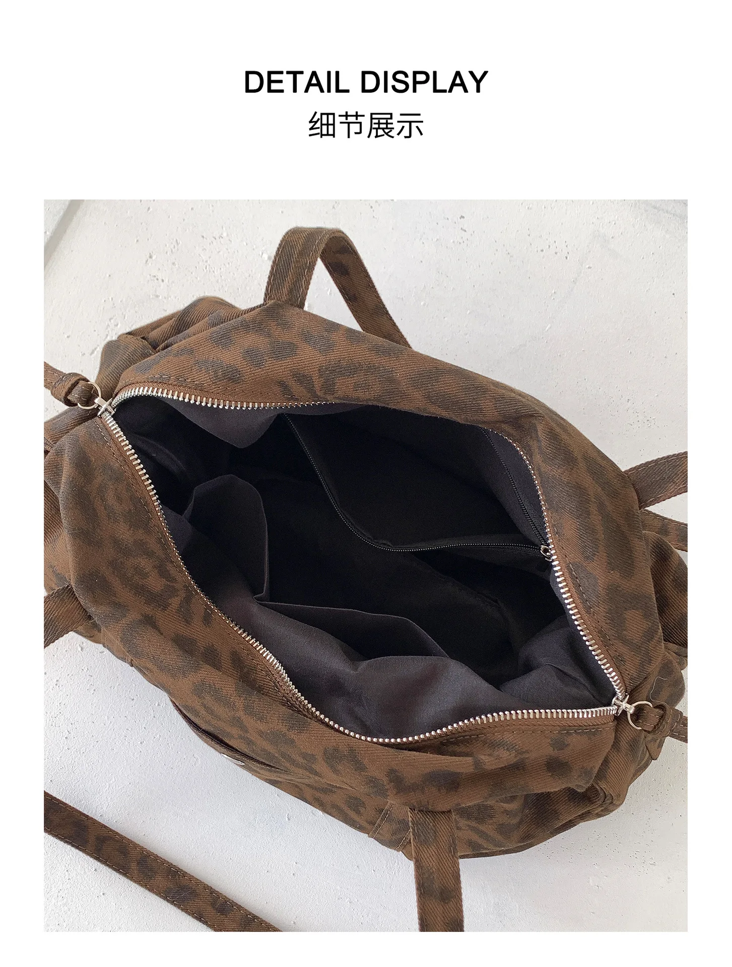 Wilde Leopardenmuster Nylon Umhängetasche Große Kapazität Multipocket Tote Bag Trendy Frauen Casual Geldbörse Guangzhou Hochwertige Tasche – Detail 16