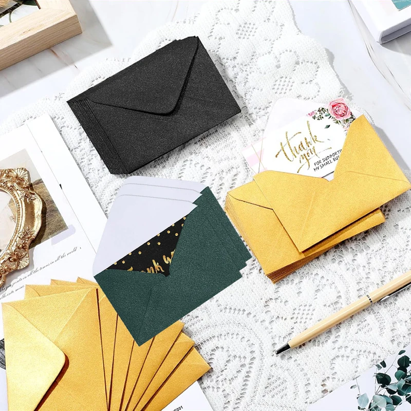 

50 шт./лот 10x7 см конверты для свадьбы 120 г перламутровая бумага приглашение маленькие визитные карточки канцелярские принадлежности сумка для хранения