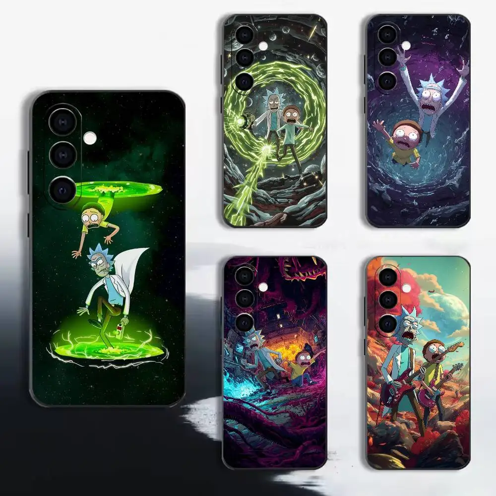 R&M R-Rick&Morty RiMo Funda para teléfono Samsung A72,A71,A72,A70,A53,A52,A51, funda suave negra de TPU