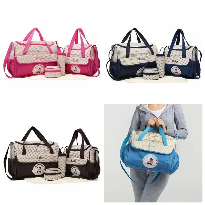 Cartoon five-piece suit suit mommy bag large-capacity wholesale mom bag baby outing travel handheld crossbody mother baby bag