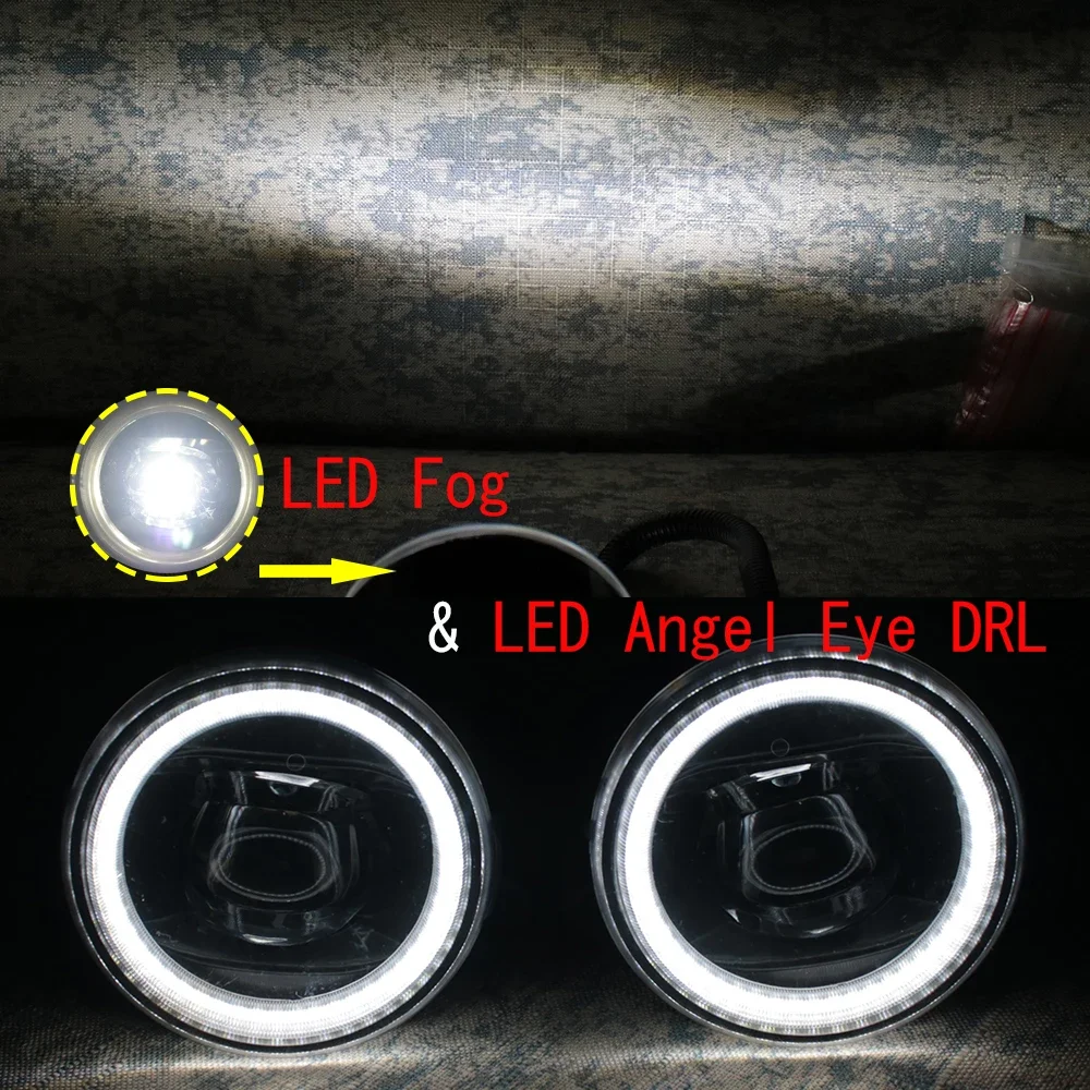 LED Fog Lights Assembly with Lens for JMC VIGUS Work Pickup 2021 2022 2023 Angel Eye DRL Daytime Running Lamp Left + Right Side