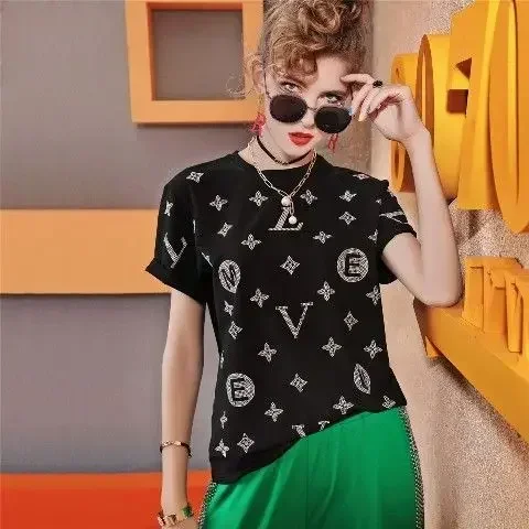 New Boutique Hot Sale Summer Women's Temperament Fashion 3D Printing T-shirt High-end Personality Printing Trend Must Be Unique