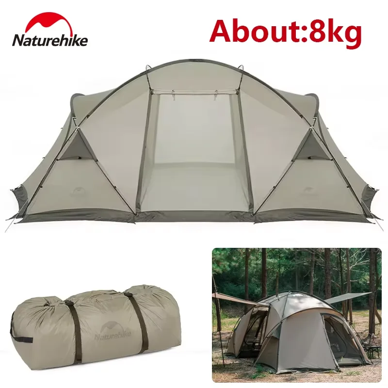 Naturehike Glamping Tunnel Dome Tent With Chimney Mouth Camping Tent 2-4 Person Family Double Large Space Outdoor Tourism Hiking