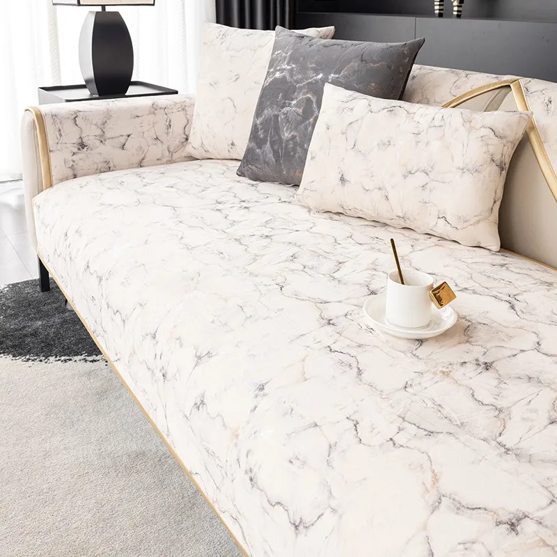 Thickening Gold Velvet Sofa Cushion Winter Warm Non-Slip Living Room Sofa Cover Cloth Universal Leather Sofa Recliner Cover