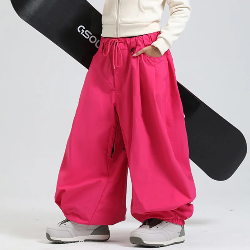 

Windproof Waterproof Loose Skiing Pants Woman Man Outdoor Sports Breathable Snowboard Trousers Winter Thermal Solid Snow Wear