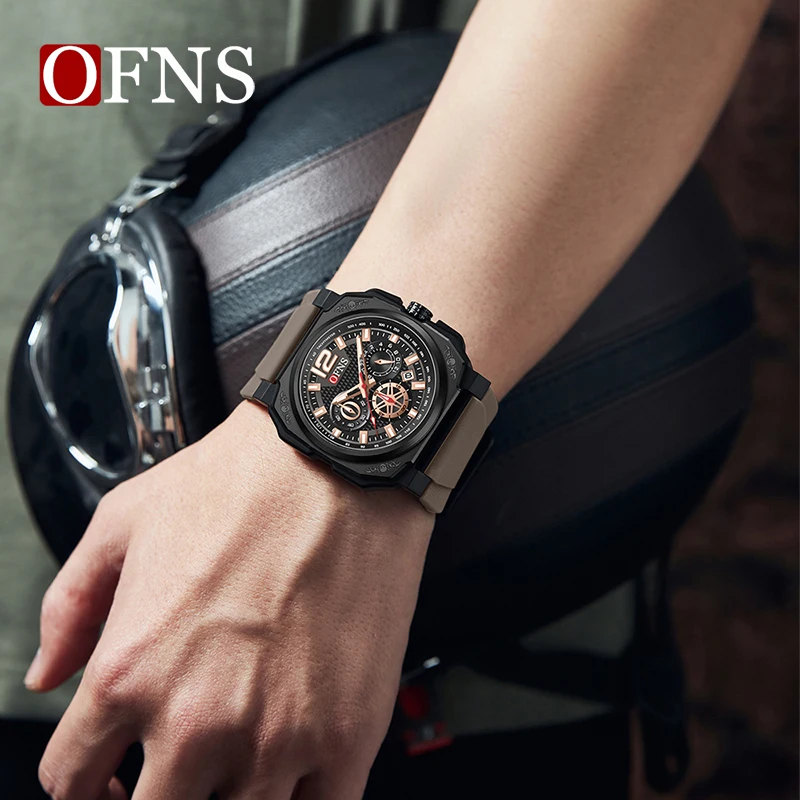 OFNS 8031 Men\'s Quartz Watch Casual Fashion Calendar Chronograph Waterproof Multifunctional Outdoor Sports Wristwatch