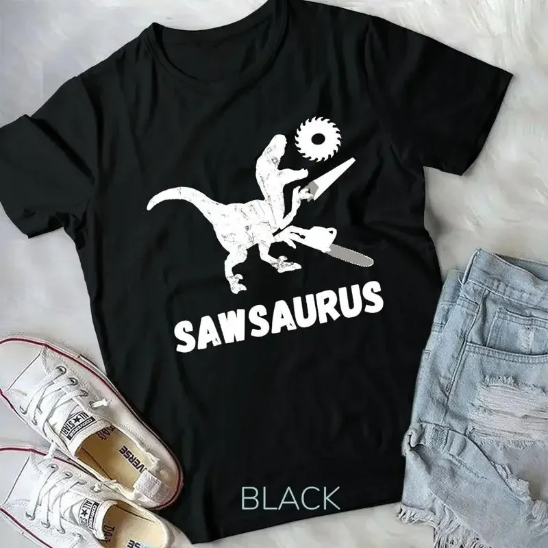 Sawsaurus Woodworker Dinosaurs Carpentry Trex Chainsaw Unisex T shirt