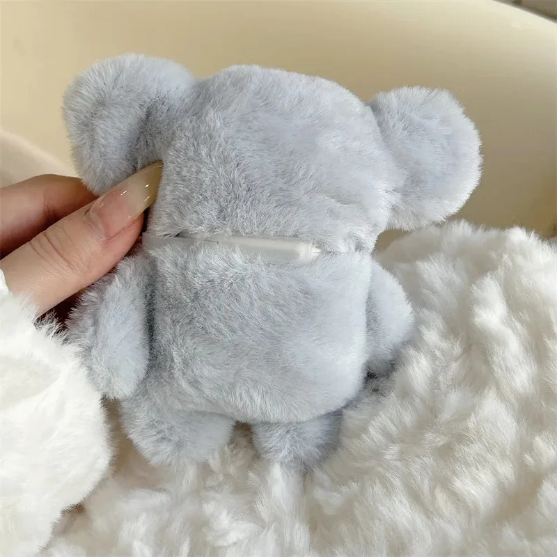 Cute Plush Blue Elephant Headphone Cover Wireless Earphones Protective Case For AirPods/Pro 1/2/3/4 Generation Accessories