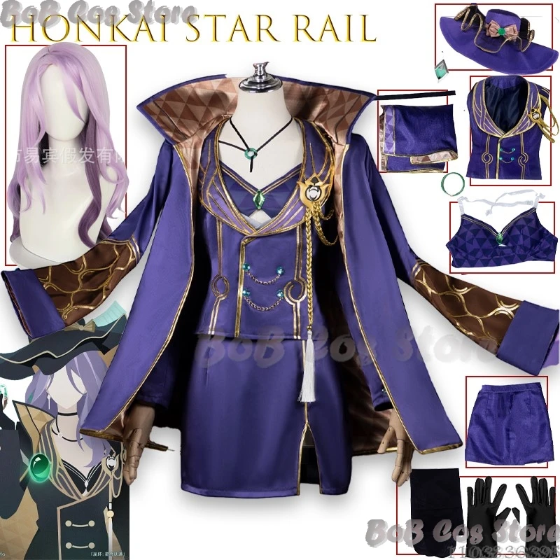 

Honkai Star Rail Jade Stonehearts Одежда для косплея Полный комплект Униформа Платье Шляпа Парик Женщины Девушка Хэллоуин Ролевая игра Аниме Comic Con ‌