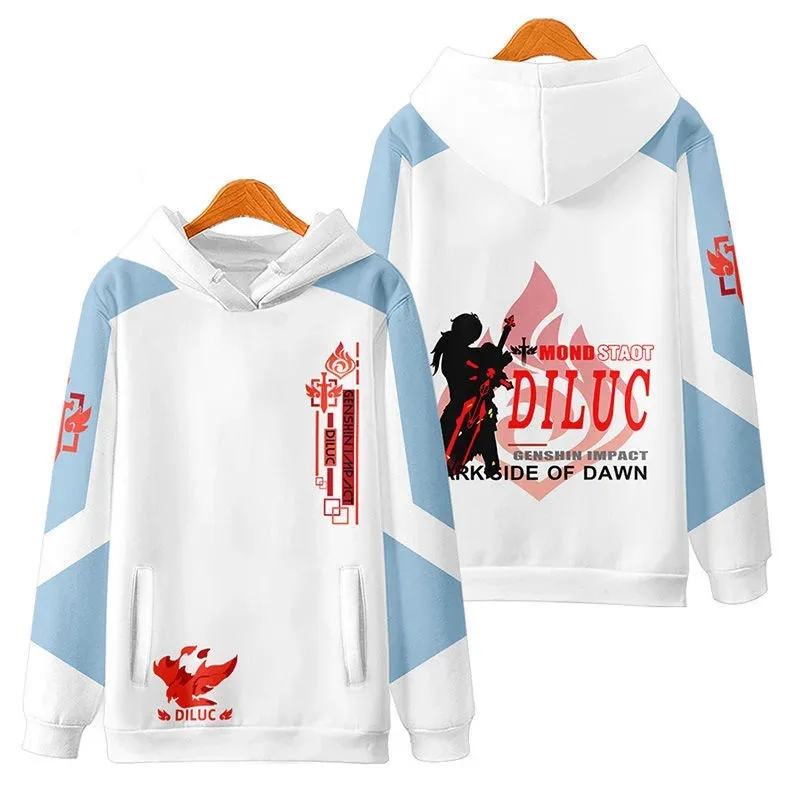 

qq023Anime Genshin Impact Diluc Cosplay Hoodie Women Men Harajuku Sweatshirt Y2k Streetwear Hip Hop Pullover Hooded Jacket Outer
