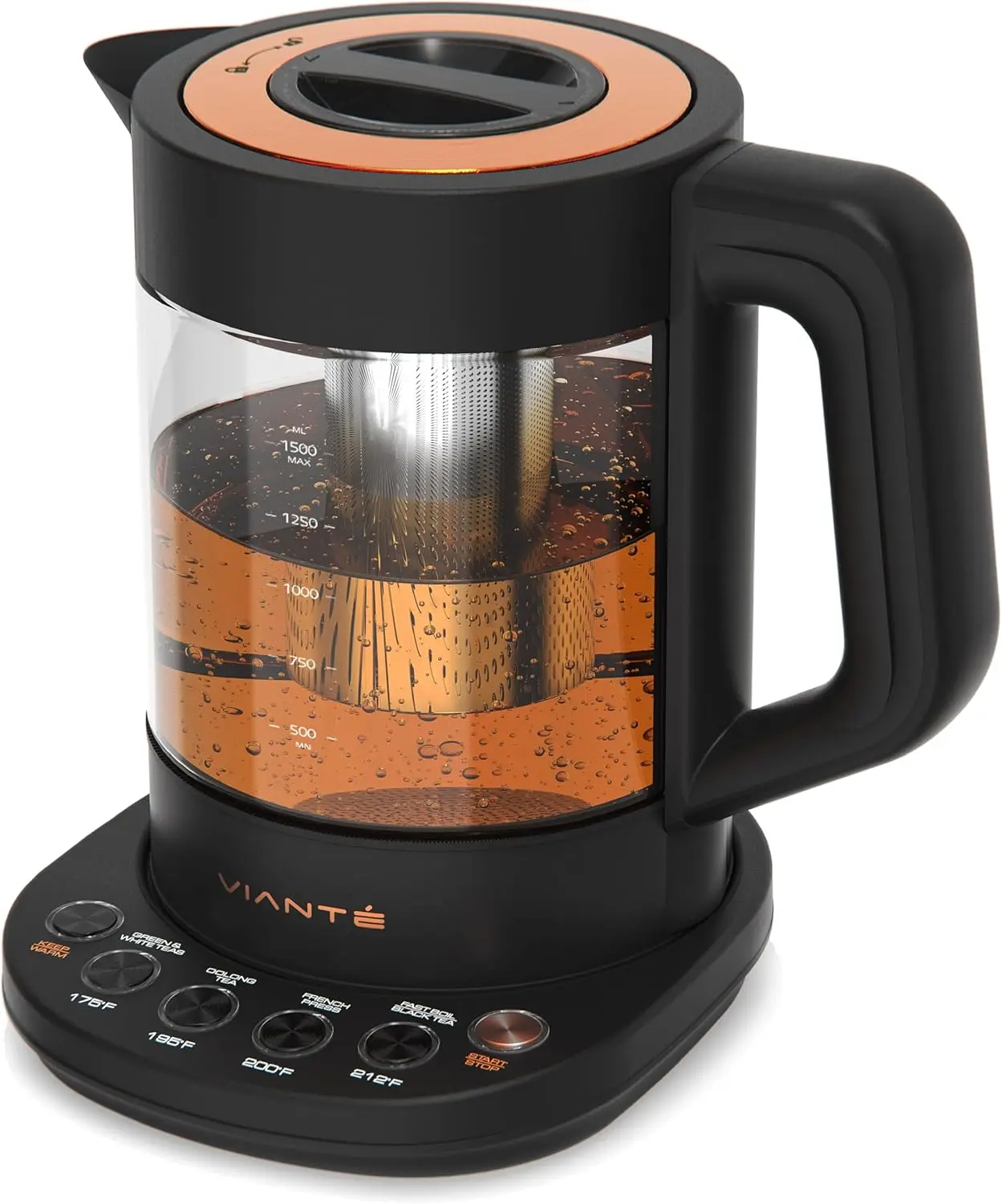 

Electric Tea Kettle with Infuser, 1.5L, Temperature Control, Auto Shut Off, Brewing Programs, Black