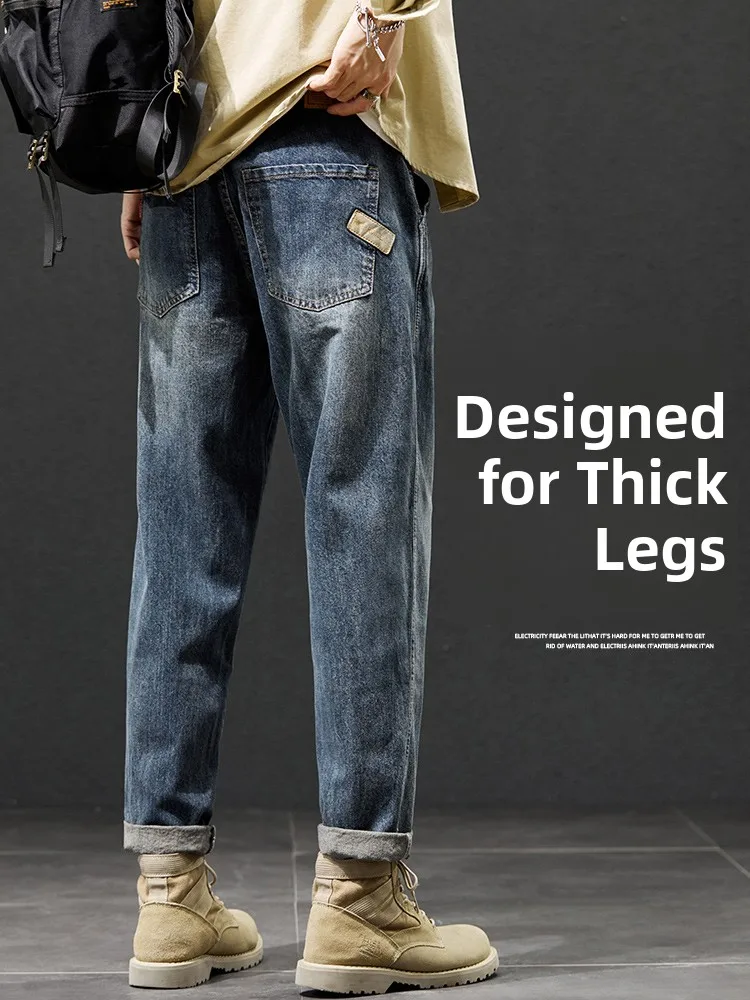 

Мужские джинсы в стиле ретро, повседневные, прямые, свободного кроя, в американском стиле, модные, для зимы и осени, прочные, молодежные