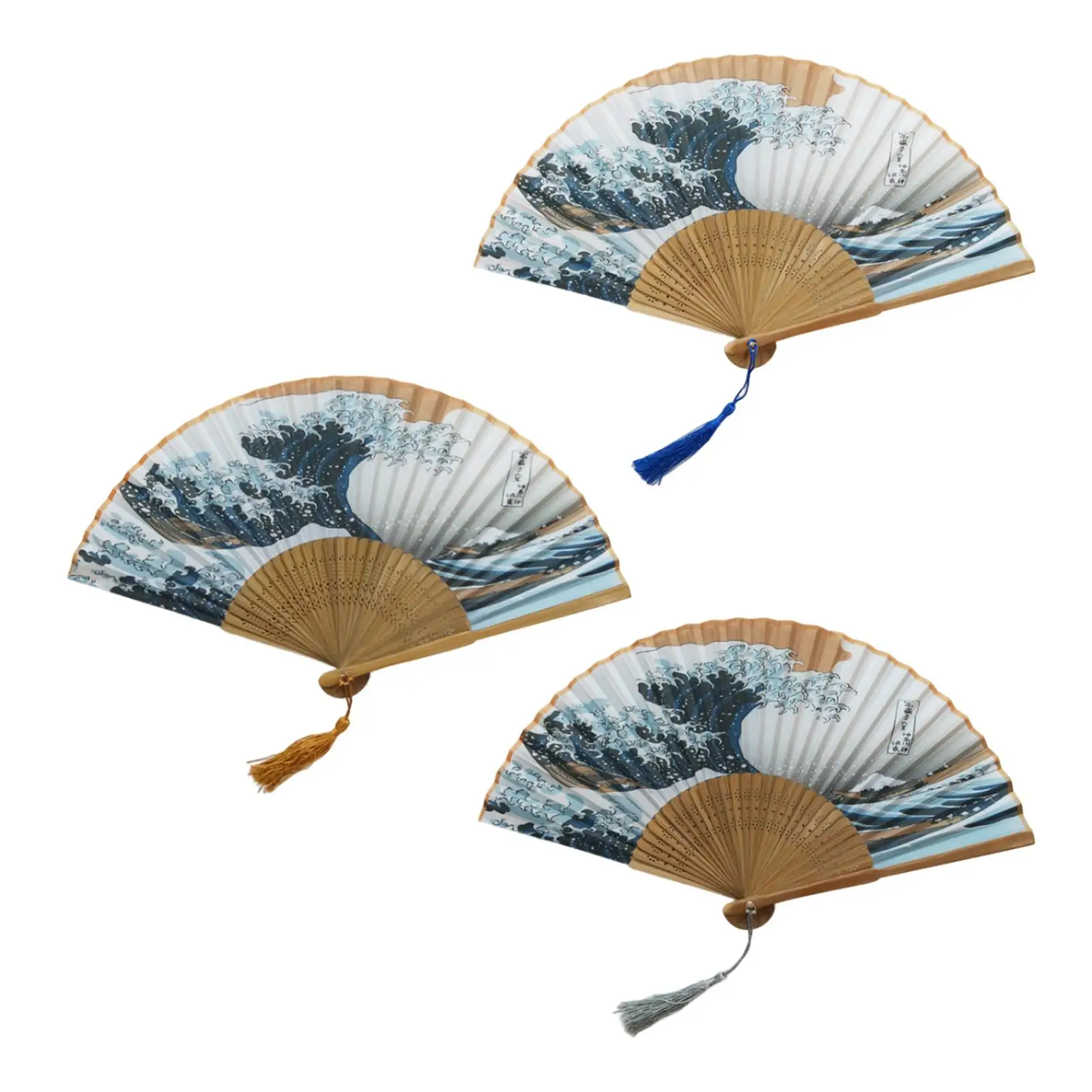 Chinese Folding Fan Japanese Fan Portable Gift Bamboo Silk Fan Vintage Style Handheld Folding Fan