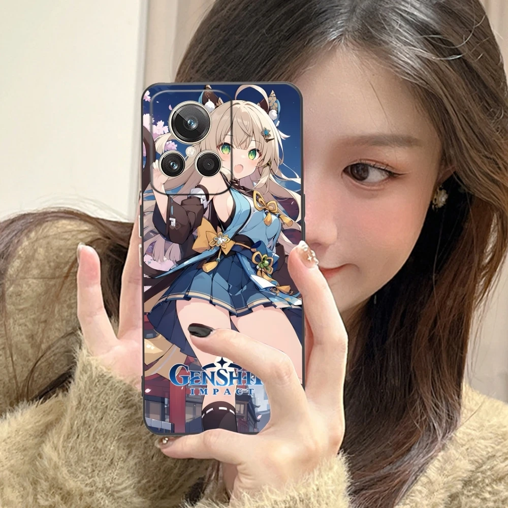 Genshin Impact Kirara Mobile Phone Case for Realme GT 2 9i 8i 7i Pro X50 X2 C35 C21 C20 C11 C3 Black Soft Phone Cover Shell