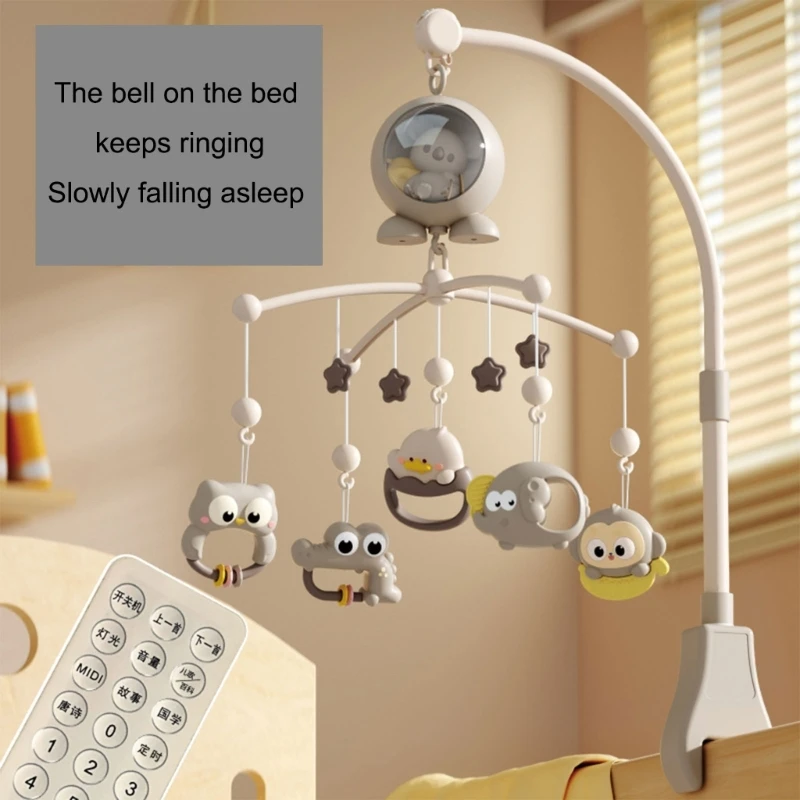 Roterende babybedje Mobiele muzikale afstandsbediening Liedjes Dierenverlichting Visueel volgspeelgoed 24BE
