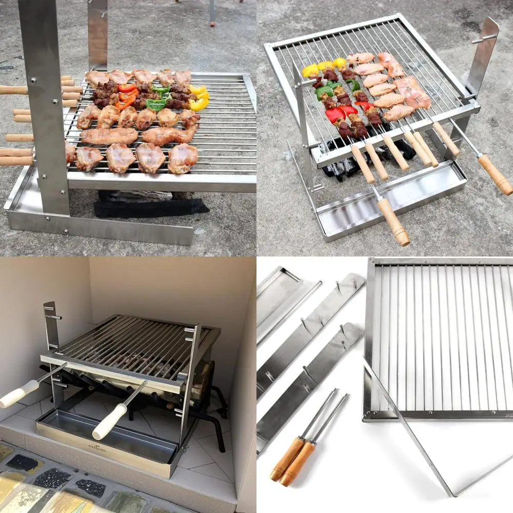 

Портативный кемпинговый гриль, аргентинский гриль, регулируемый по высоте гриль Санта-Мария, сверхмощная решетка из нержавеющей стали для приготовления пищи на открытом воздухе