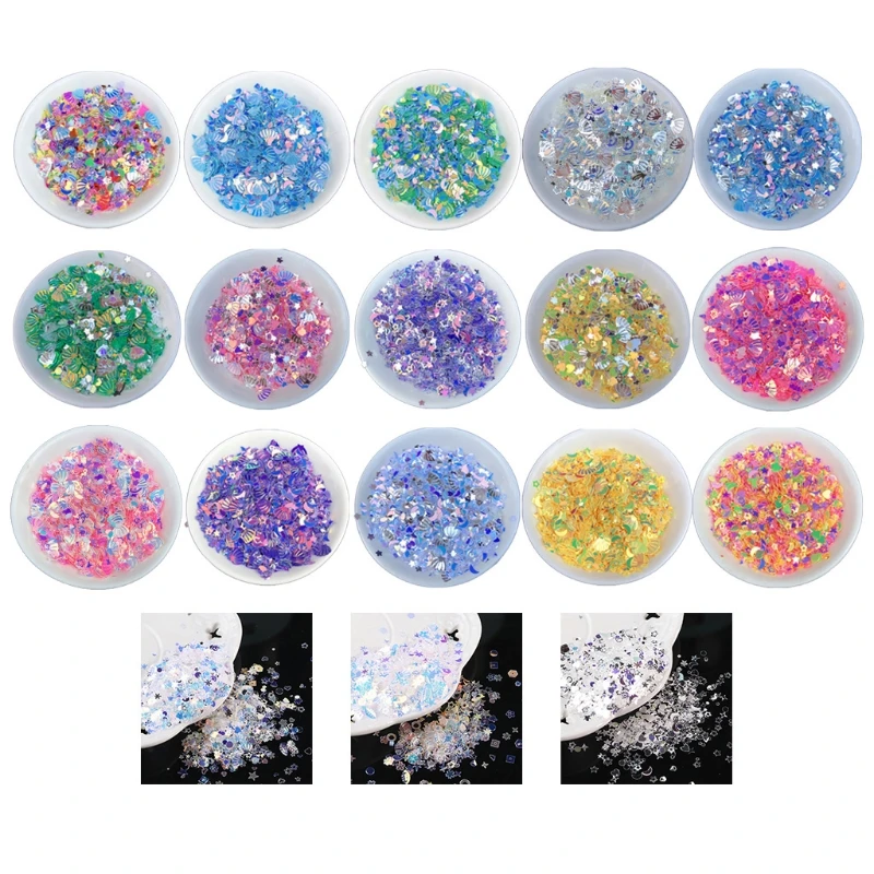 10g Mixed Peach Love Heart Moons for Shell Crystal Sequins PVC Glitter Flakes Art Decor Epoxy Resin Mold Fill