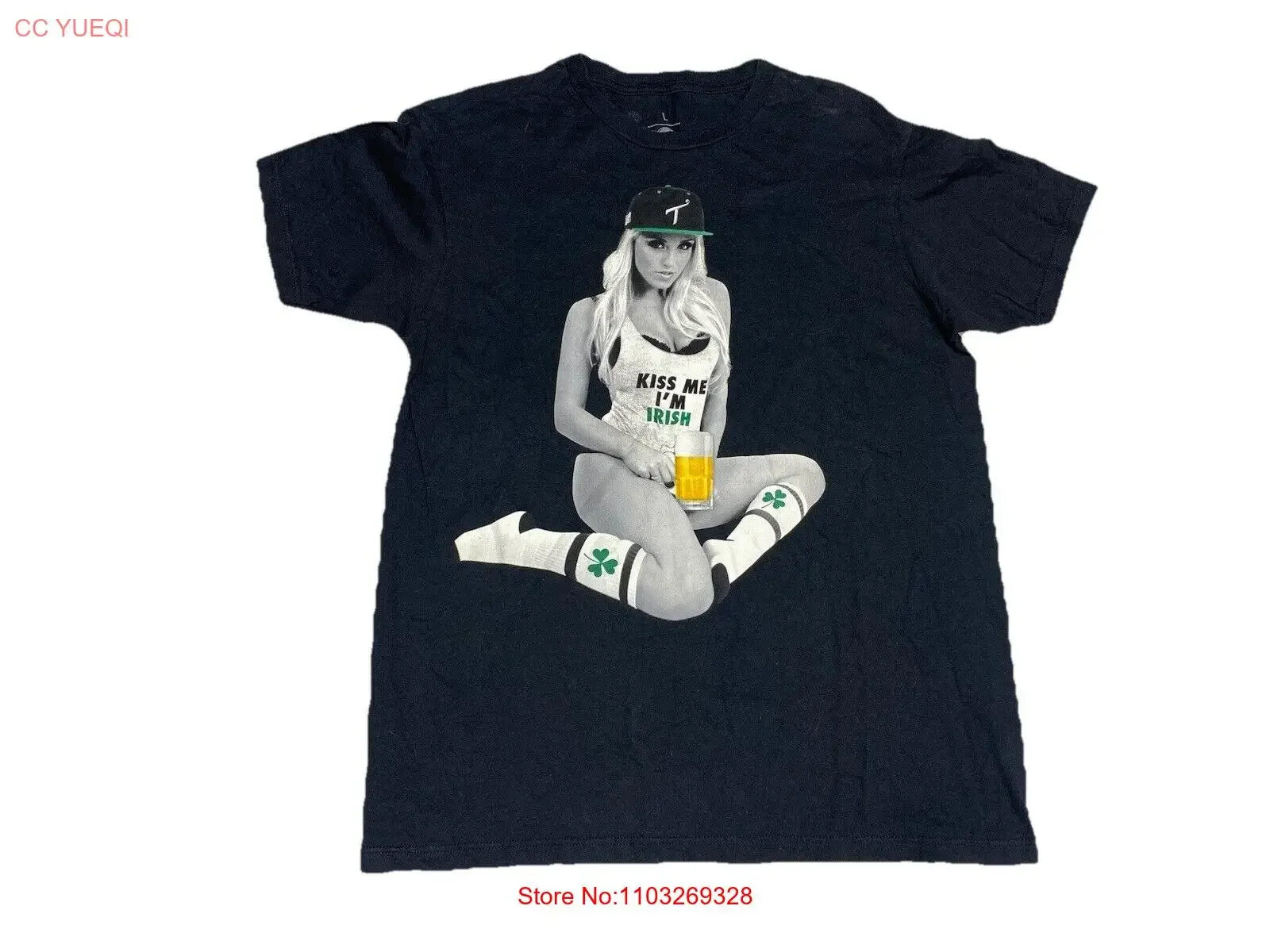 Футболка Two In The I S L Large RARE Sexy Girl Kiss Me m Irish Beer vintage Washed Streetwear Топ для повседневной носки Универсальный