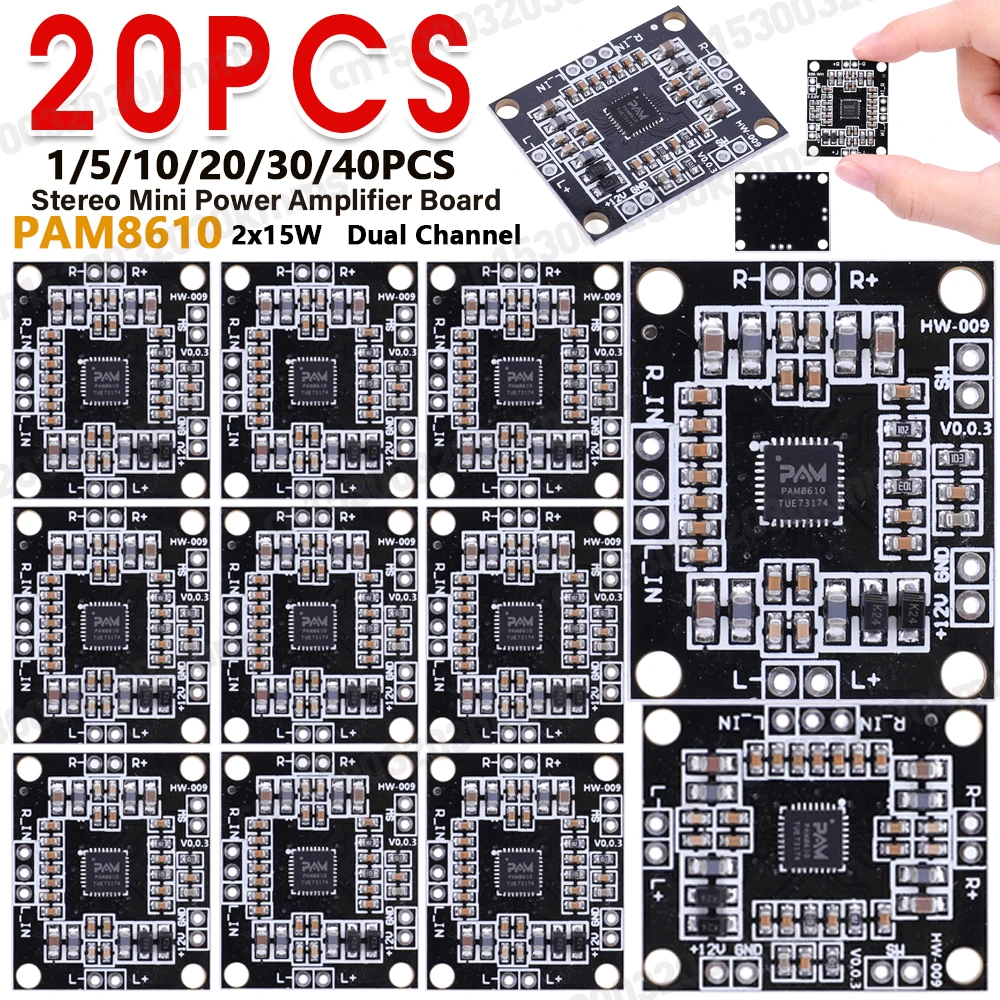 PAM8610 2*15W Module Digital Audio Power Amplifier Board DC 7-15V Class D Dual Channel Mini Stereo Voice Sound Amplifier Module