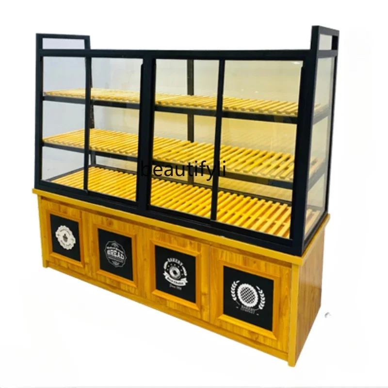 

Bread Cake Shop Island Cabinet Side Cabinet DisplayGlass Sliding Door Display Sliding Shelf