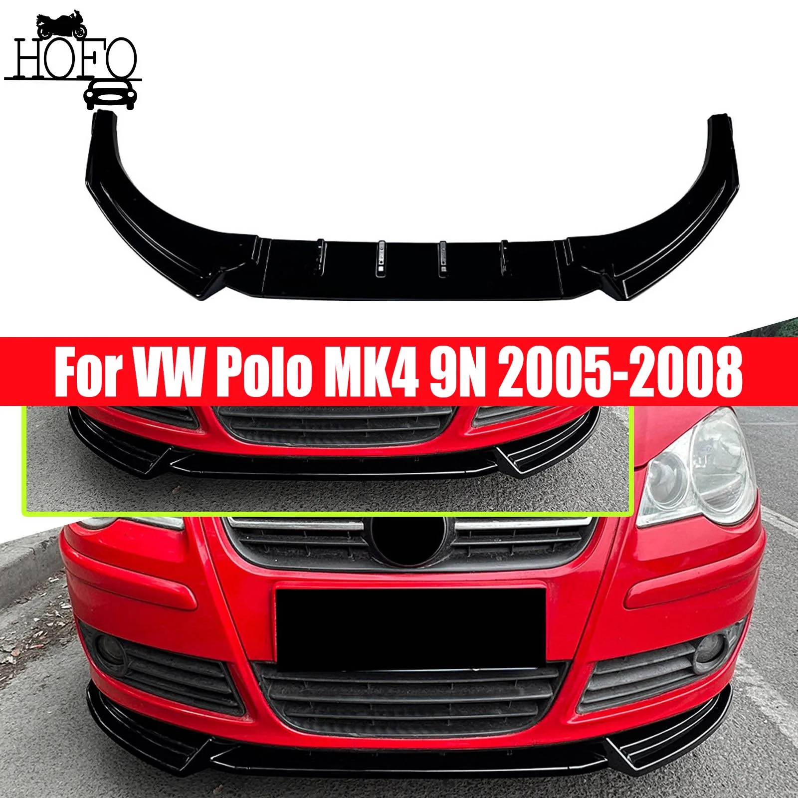 

Front Bumper Lip Spoiler Splitter Diffuser Body Kits Tuning For VW Polo MK4 9N 2005-2008
