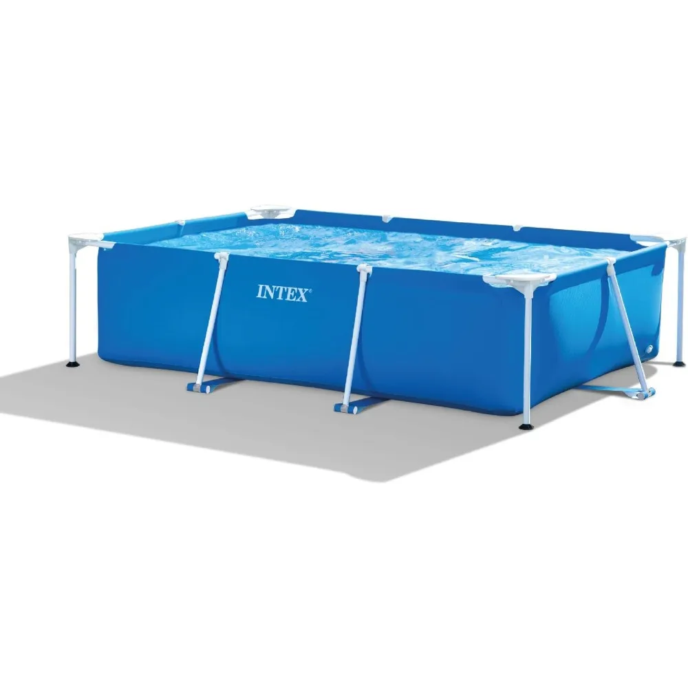 

8.5ft x 26in Rectangular Frame above Ground Quick Easy Set Up Backyard Outdoor Swimming Pool with Drain Plug for Ages 6 and Up