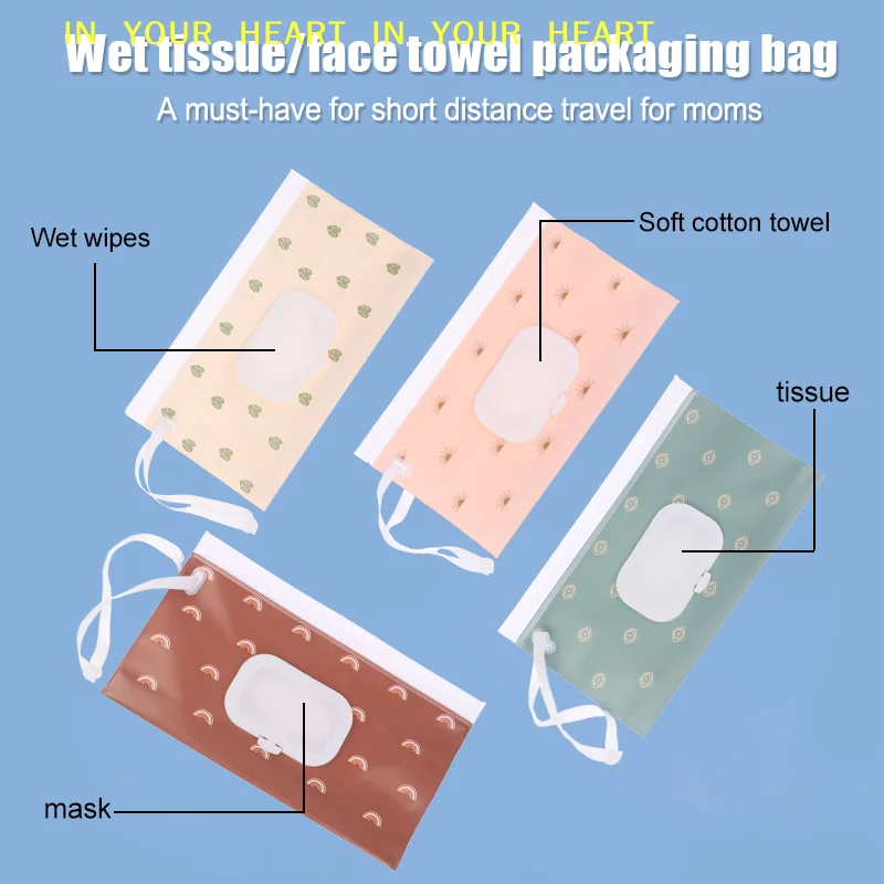 【X】1 PCS EVA Portable Snap-Strap Tissue Box Wet Wipes Bag Flip Cover Cosmetic Pouch Outdoor Useful Baby Stroller Accessories