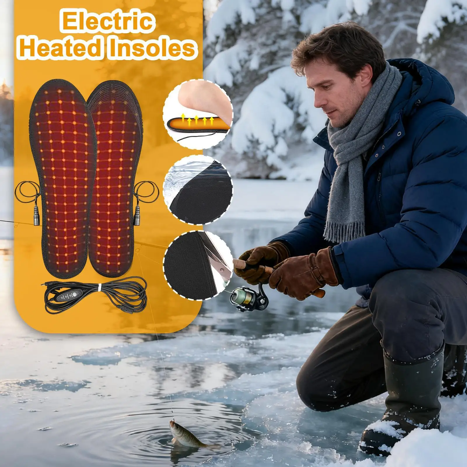 3 Temp Settings Heated Shoe Insoles Electric Heated Shoes Pad Cuttable Heated Insoles Washable for Family Winter Activity Camp